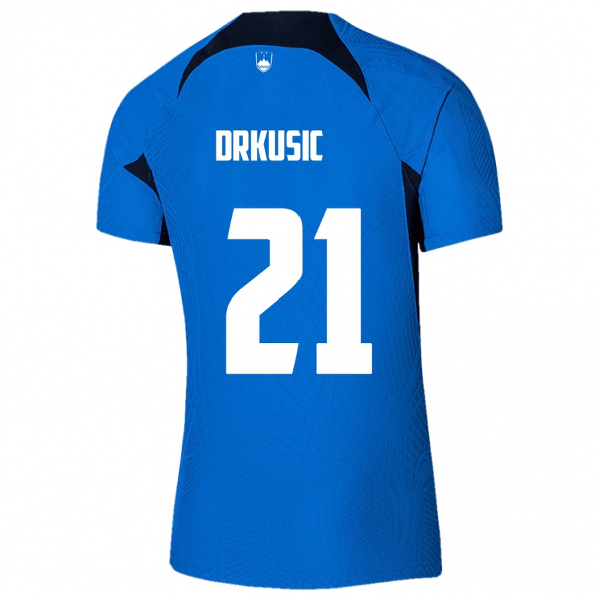 Niño Fútbol Camiseta Eslovenia Vanja Drkusic #21 Azul 2ª Equipación 24-26 Perú