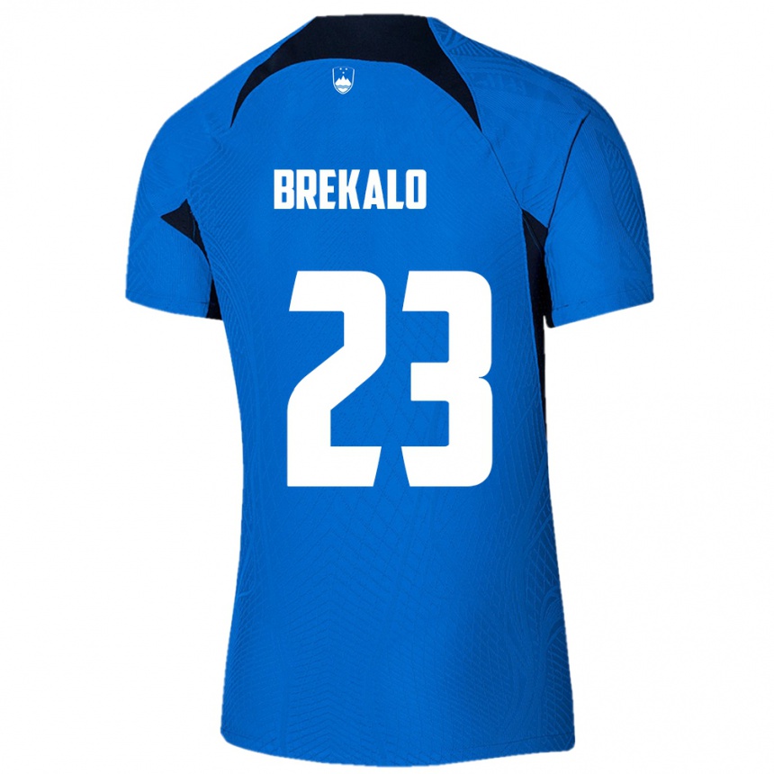 Niño Fútbol Camiseta Eslovenia David Brekalo #23 Azul 2ª Equipación 24-26 Perú