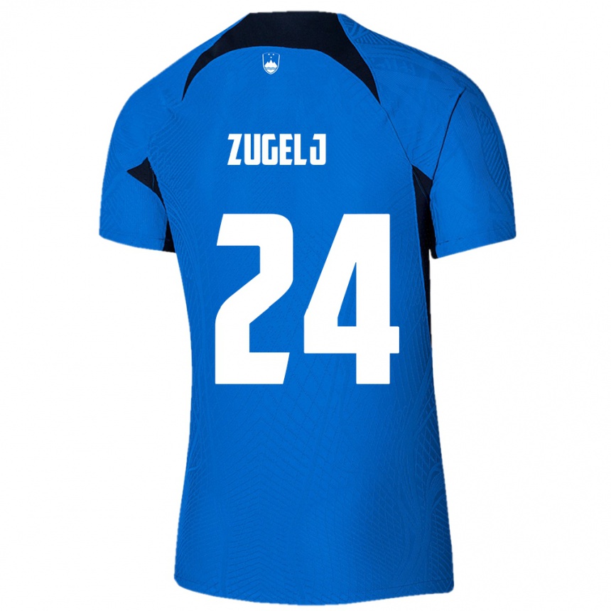 Niño Fútbol Camiseta Eslovenia Nino Zugelj #24 Azul 2ª Equipación 24-26 Perú