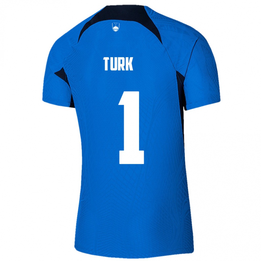 Niño Fútbol Camiseta Eslovenia Martin Turk #1 Azul 2ª Equipación 24-26 Perú