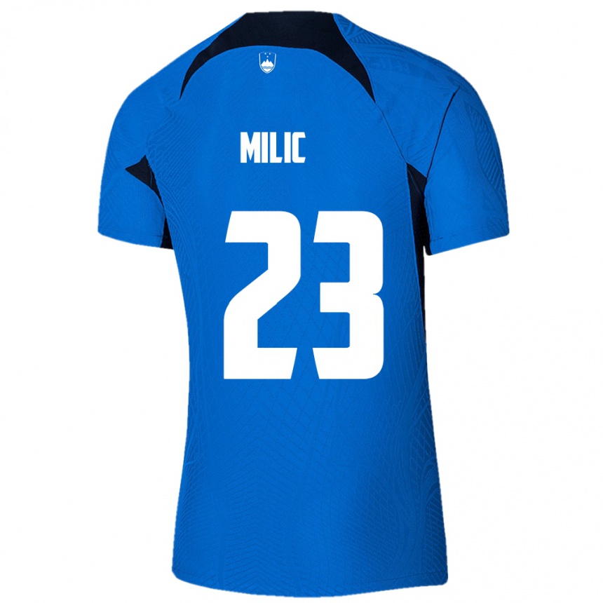 Niño Fútbol Camiseta Eslovenia Nino Milic #23 Azul 2ª Equipación 24-26 Perú