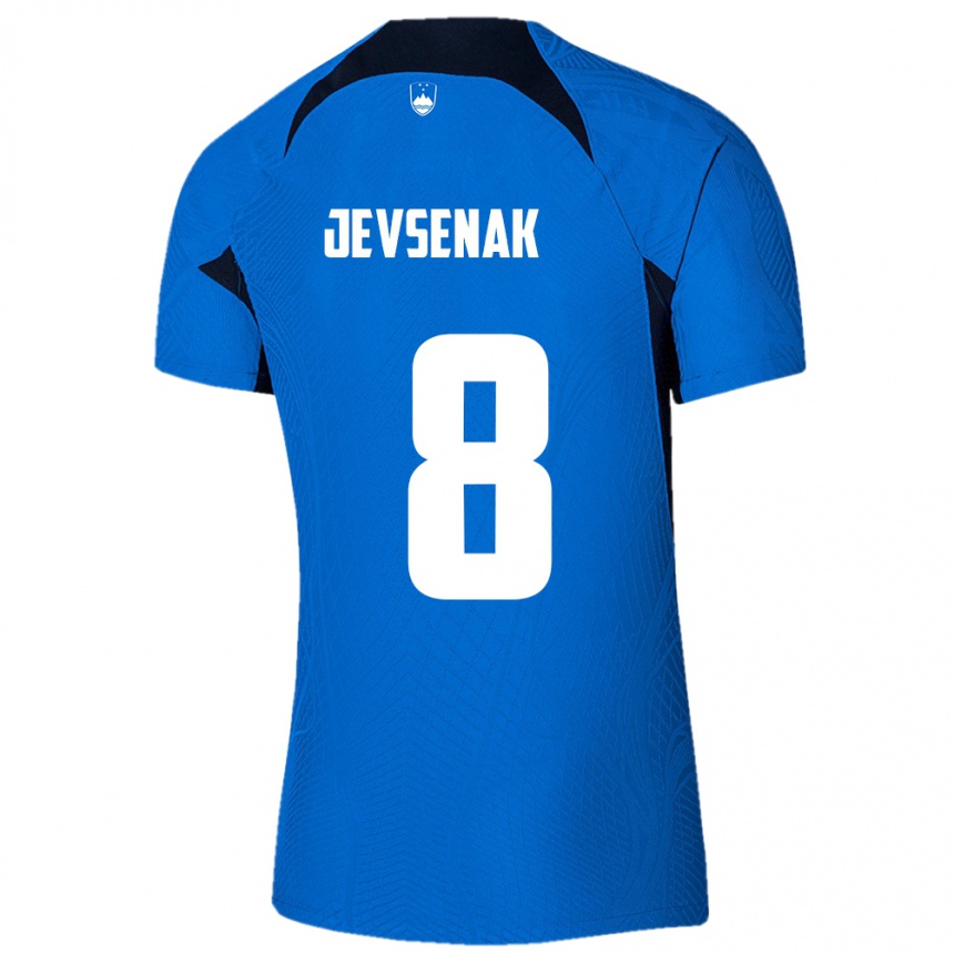 Niño Fútbol Camiseta Eslovenia Florjan Jevsenak #8 Azul 2ª Equipación 24-26 Perú