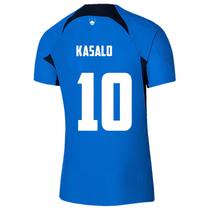 Niño Fútbol Camiseta Eslovenia Niko Kasalo #10 Azul 2ª Equipación 24-26 Perú