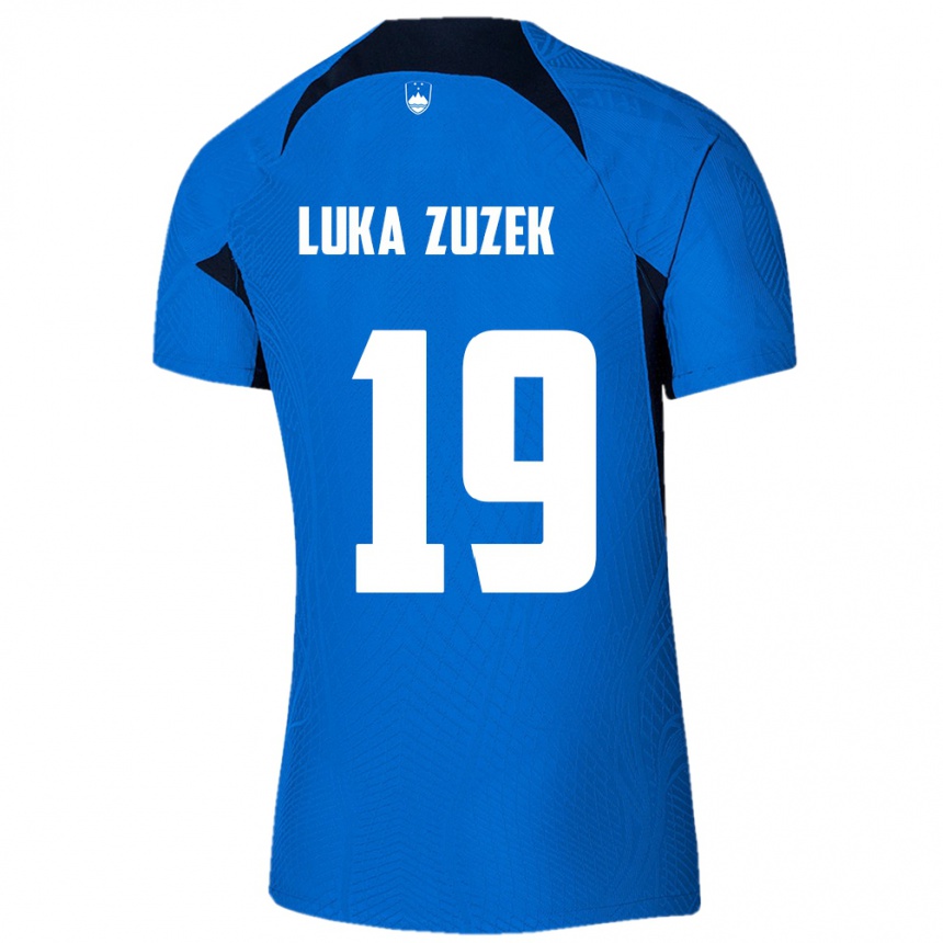 Niño Fútbol Camiseta Eslovenia Zan Luka Zuzek #19 Azul 2ª Equipación 24-26 Perú