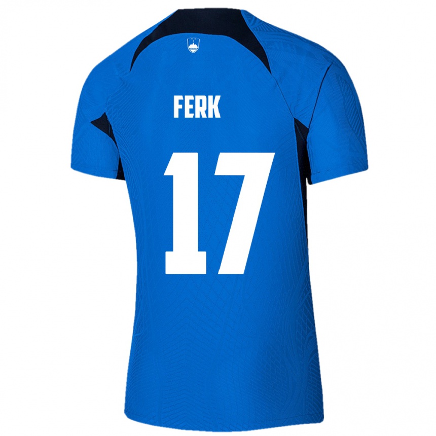 Niño Fútbol Camiseta Eslovenia Matic Ferk #17 Azul 2ª Equipación 24-26 Perú