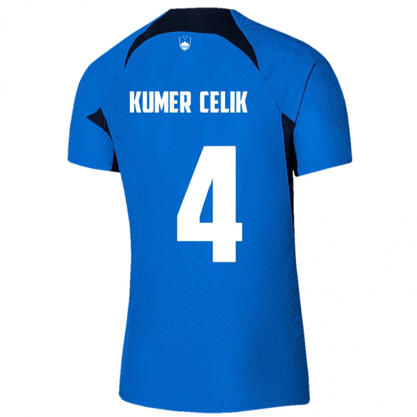 Niño Fútbol Camiseta Eslovenia An Kumer Celik #4 Azul 2ª Equipación 24-26 Perú