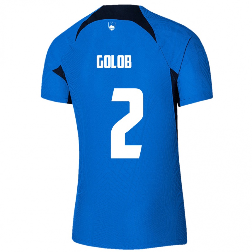 Niño Fútbol Camiseta Eslovenia Lana Golob #2 Azul 2ª Equipación 24-26 Perú