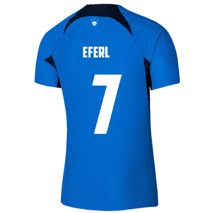 Niño Fútbol Camiseta Eslovenia Anja Eferl #7 Azul 2ª Equipación 24-26 Perú