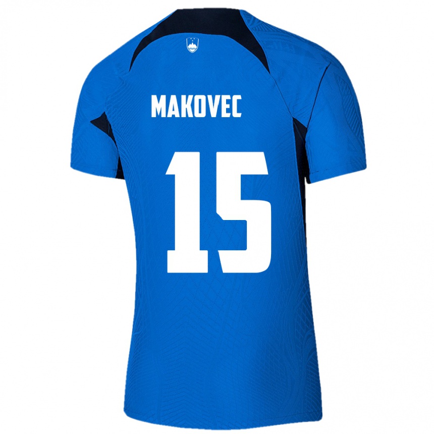 Niño Fútbol Camiseta Eslovenia Sara Makovec #15 Azul 2ª Equipación 24-26 Perú