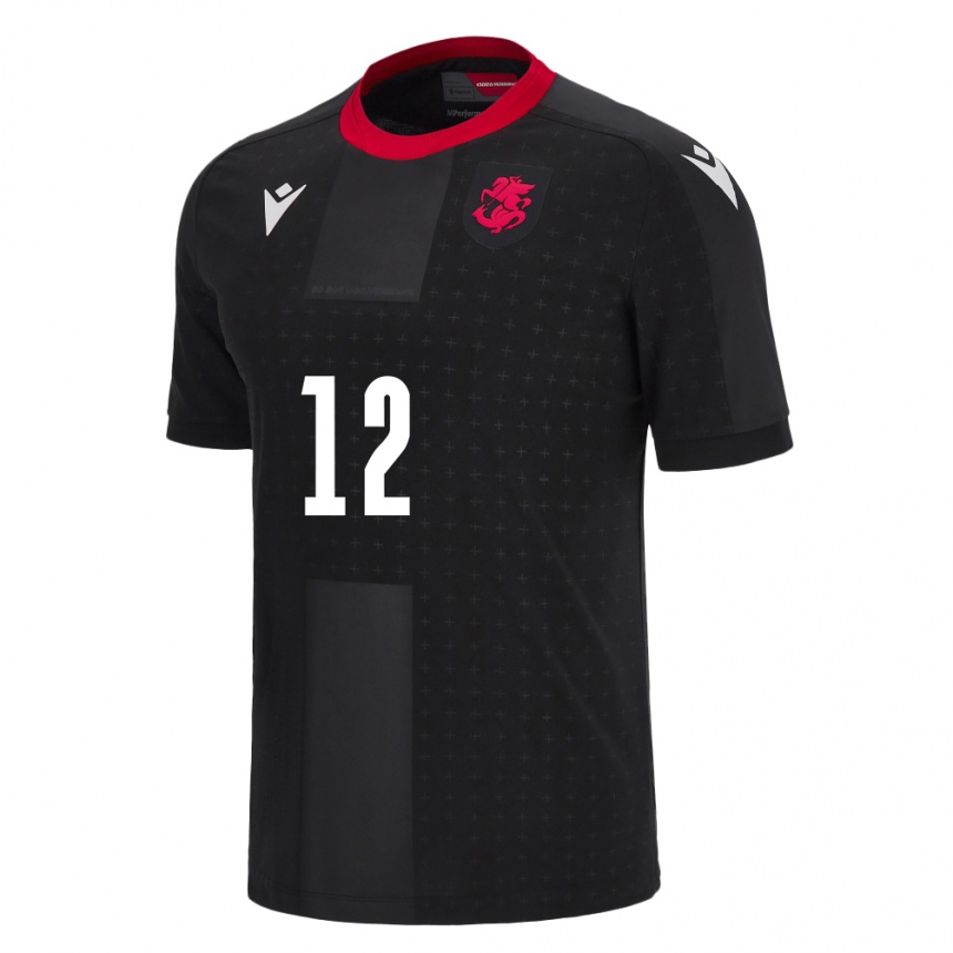 Niño Fútbol Camiseta Georgia Levan Tandilashvili #12 Negro 2ª Equipación 24-26 Perú