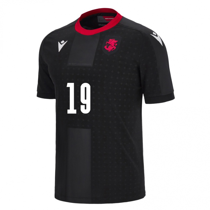 Niño Fútbol Camiseta Georgia Avtandil Mashava #19 Negro 2ª Equipación 24-26 Perú