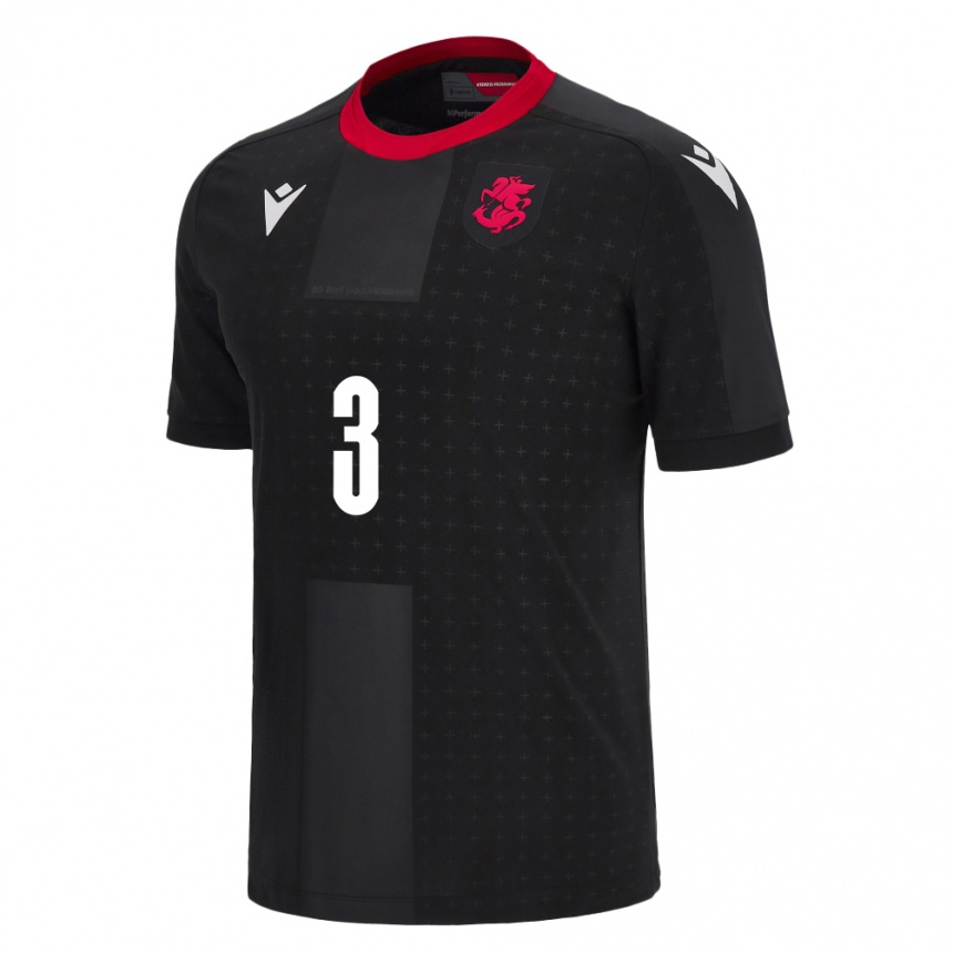 Niño Fútbol Camiseta Georgia Aleksandre Narimanidze #3 Negro 2ª Equipación 24-26 Perú