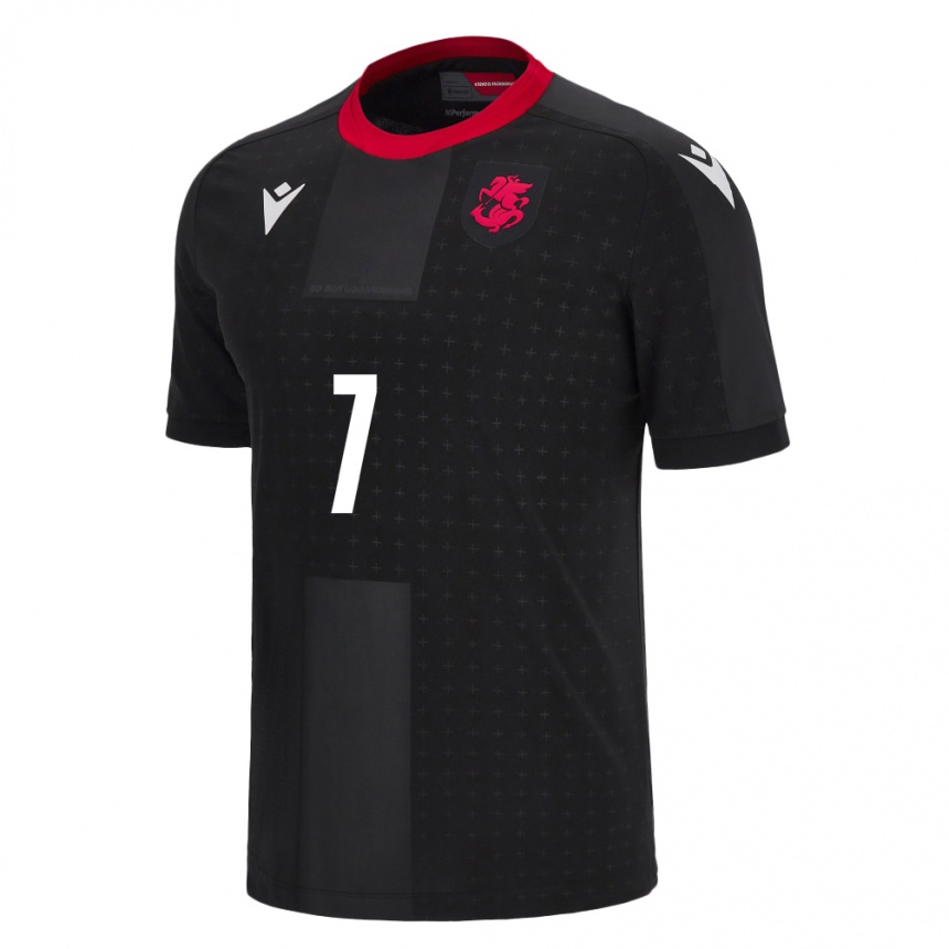 Niño Fútbol Camiseta Georgia Teona Bakradze #7 Negro 2ª Equipación 24-26 Perú