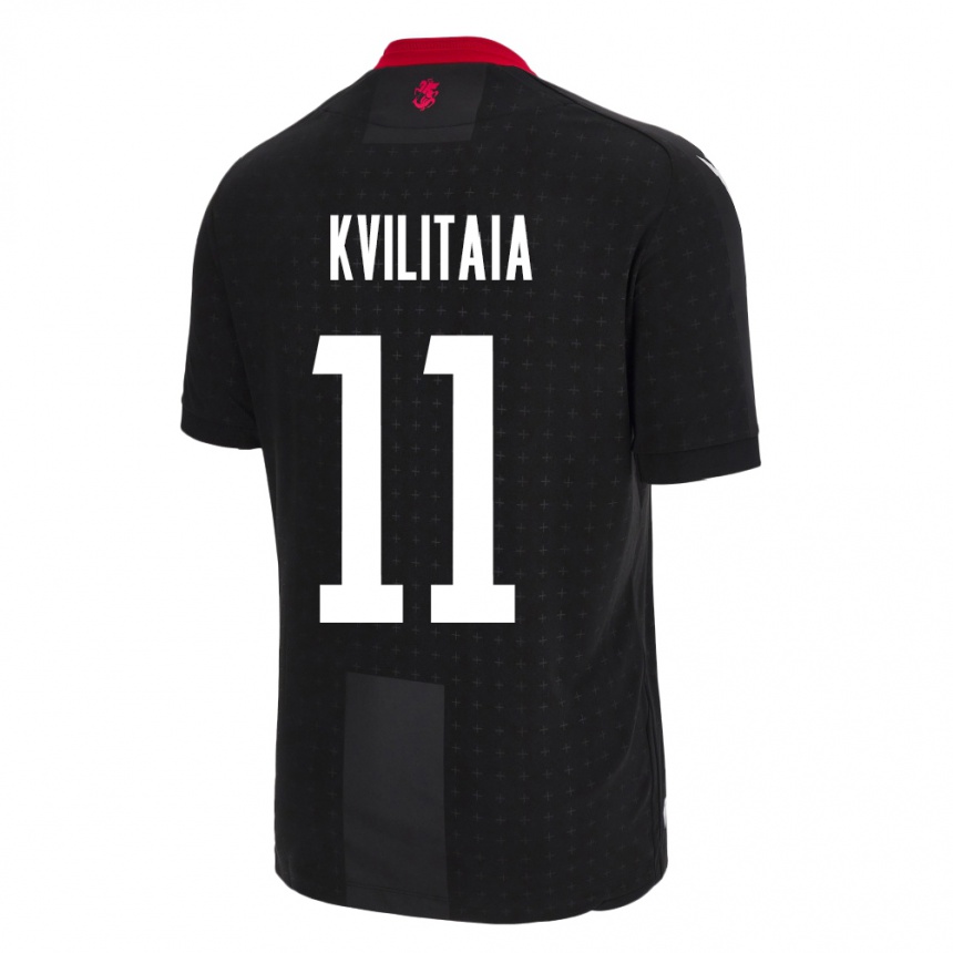 Niño Fútbol Camiseta Georgia Giorgi Kvilitaia #11 Negro 2ª Equipación 24-26 Perú