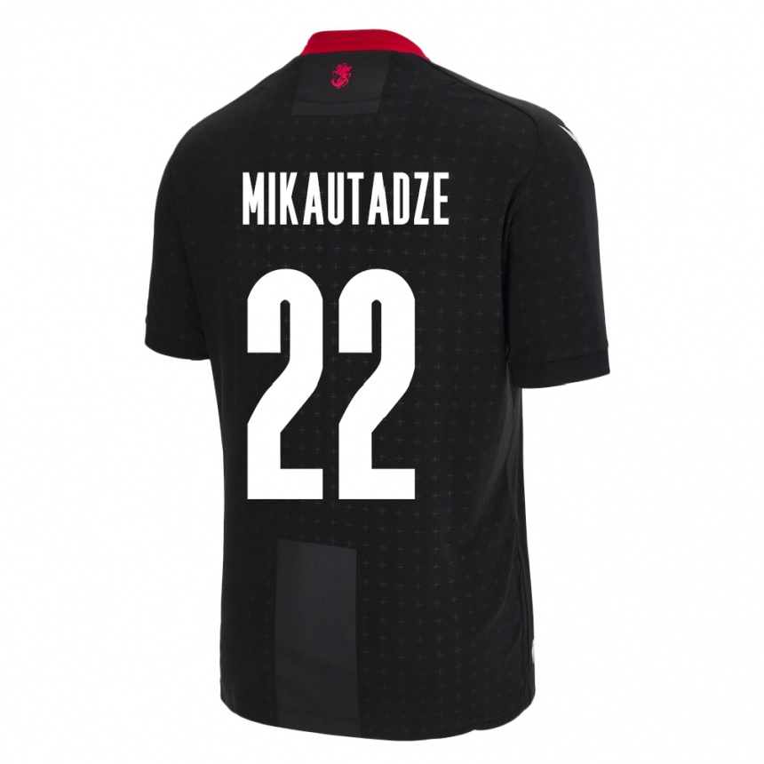 Niño Fútbol Camiseta Georgia Georges Mikautadze #22 Negro 2ª Equipación 24-26 Perú