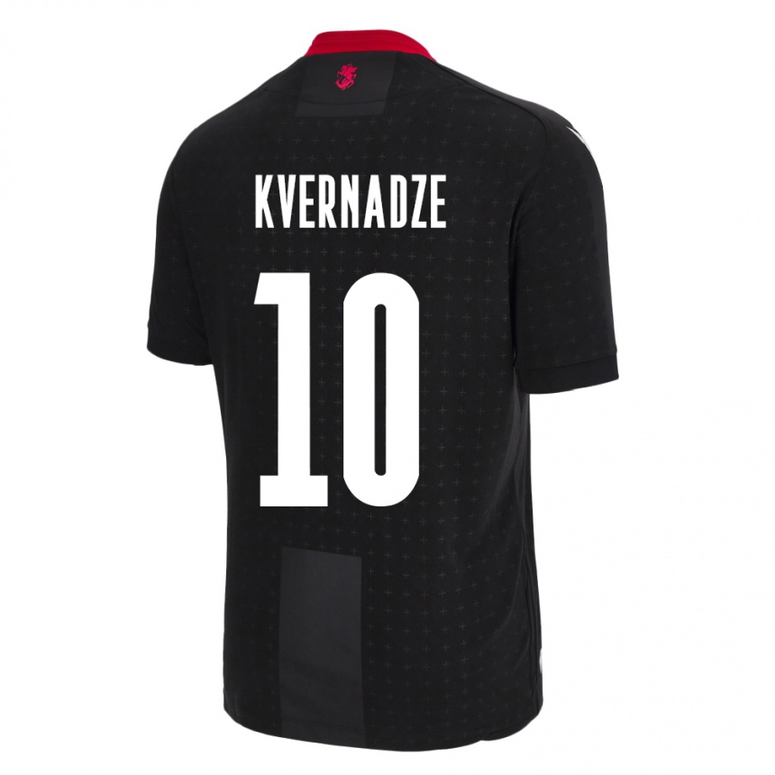 Niño Fútbol Camiseta Georgia Giorgi Kvernadze #10 Negro 2ª Equipación 24-26 Perú