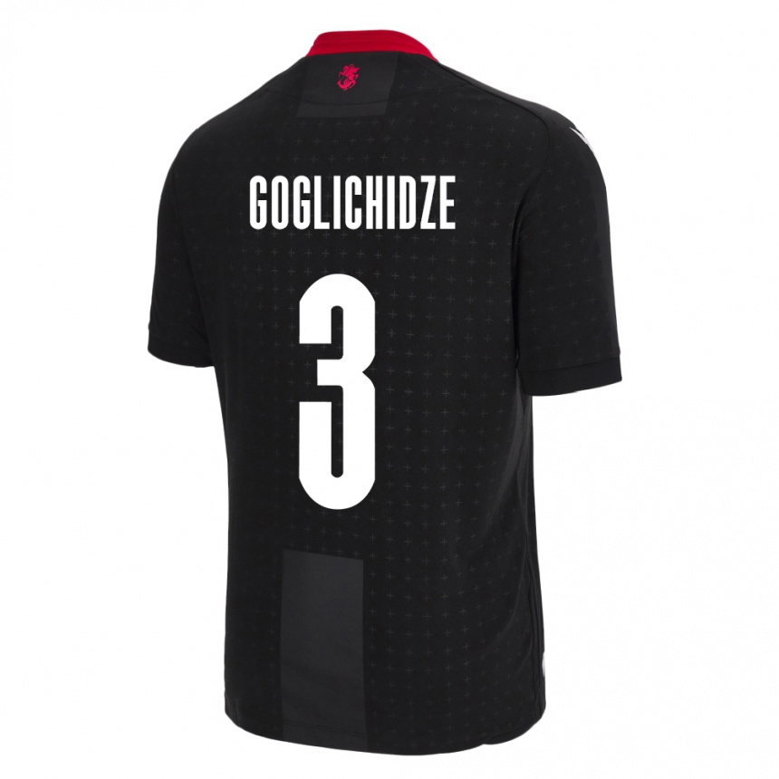 Niño Fútbol Camiseta Georgia Saba Goglichidze #3 Negro 2ª Equipación 24-26 Perú