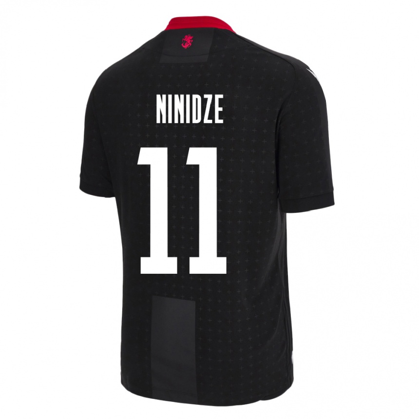 Niño Fútbol Camiseta Georgia Nikoloz Ninidze #11 Negro 2ª Equipación 24-26 Perú