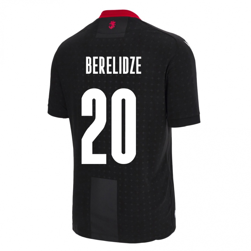 Niño Fútbol Camiseta Georgia Tsotne Berelidze #20 Negro 2ª Equipación 24-26 Perú