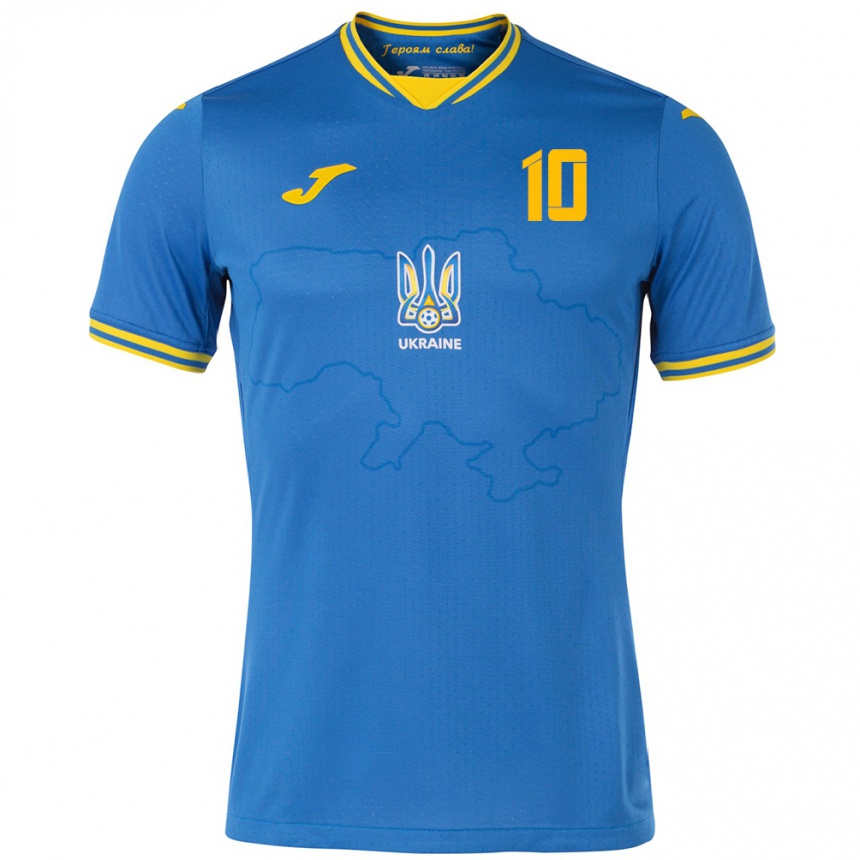 Niño Fútbol Camiseta Ucrania Andriy Matkevych #10 Azul 2ª Equipación 24-26 Perú