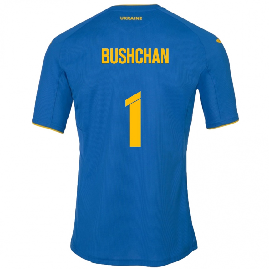 Niño Fútbol Camiseta Ucrania Georgiy Bushchan #1 Azul 2ª Equipación 24-26 Perú