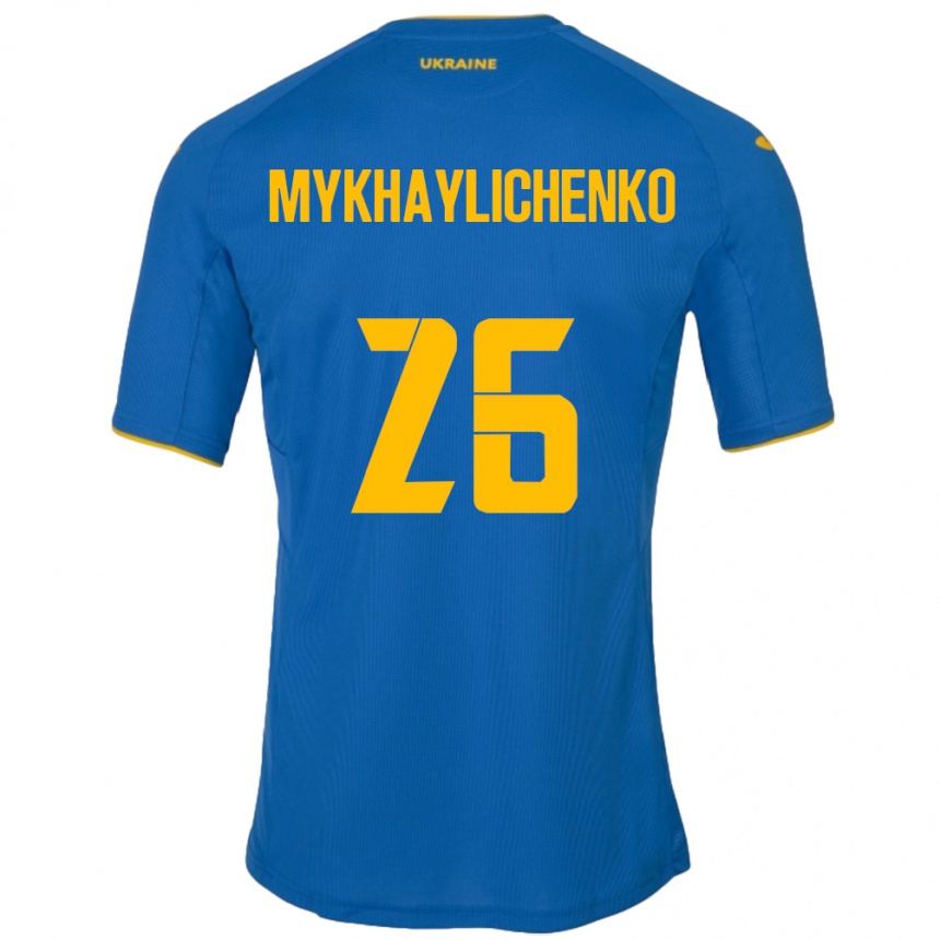 Niño Fútbol Camiseta Ucrania Bogdan Mykhaylichenko #26 Azul 2ª Equipación 24-26 Perú