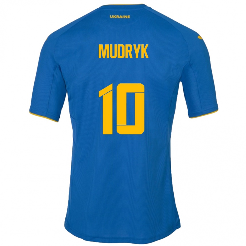 Niño Fútbol Camiseta Ucrania Mykhaylo Mudryk #10 Azul 2ª Equipación 24-26 Perú