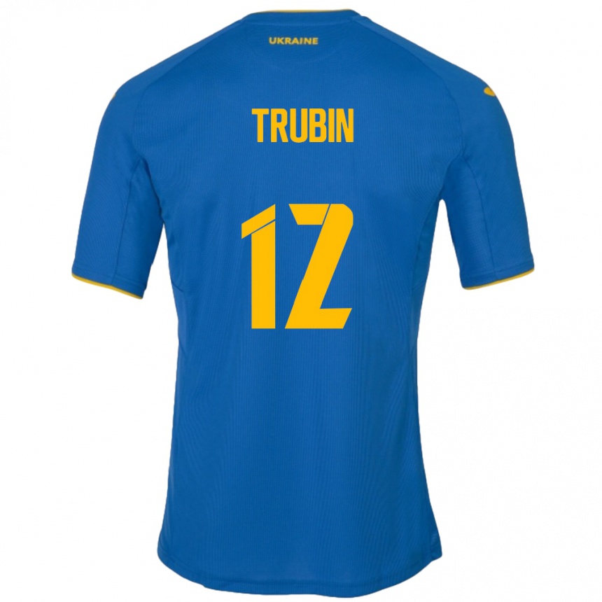 Niño Fútbol Camiseta Ucrania Anatoliy Trubin #12 Azul 2ª Equipación 24-26 Perú