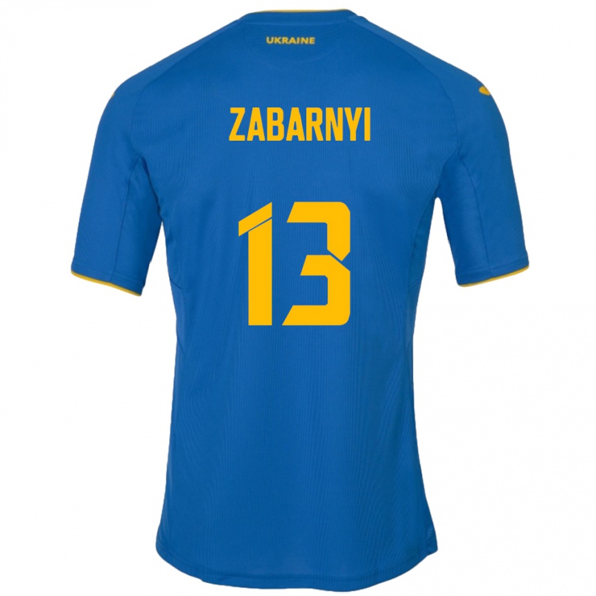 Niño Fútbol Camiseta Ucrania Ilya Zabarnyi #13 Azul 2ª Equipación 24-26 Perú