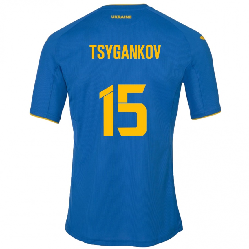 Niño Fútbol Camiseta Ucrania Viktor Tsygankov #15 Azul 2ª Equipación 24-26 Perú