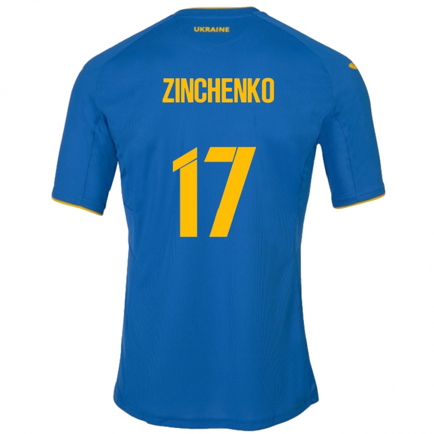 Niño Fútbol Camiseta Ucrania Oleksandr Zinchenko #17 Azul 2ª Equipación 24-26 Perú