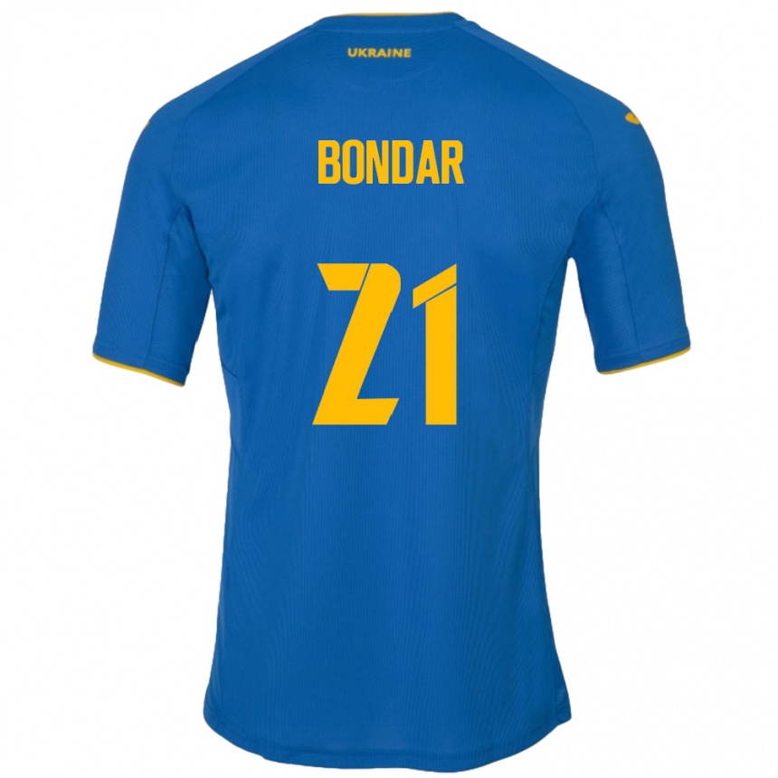 Niño Fútbol Camiseta Ucrania Valeriy Bondar #21 Azul 2ª Equipación 24-26 Perú