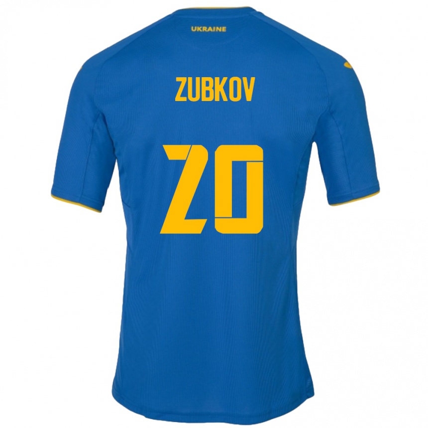 Niño Fútbol Camiseta Ucrania Oleksandr Zubkov #20 Azul 2ª Equipación 24-26 Perú