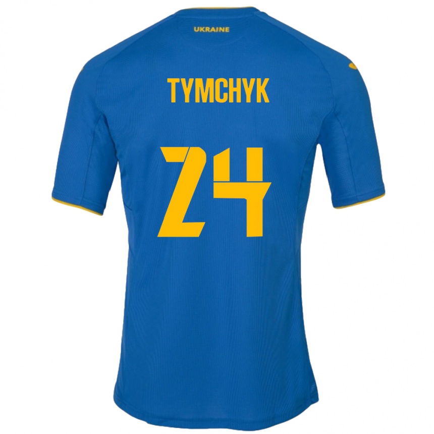 Niño Fútbol Camiseta Ucrania Oleksandr Tymchyk #24 Azul 2ª Equipación 24-26 Perú