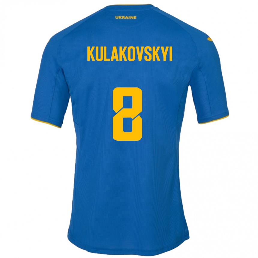 Niño Fútbol Camiseta Ucrania Artem Kulakovskyi #8 Azul 2ª Equipación 24-26 Perú