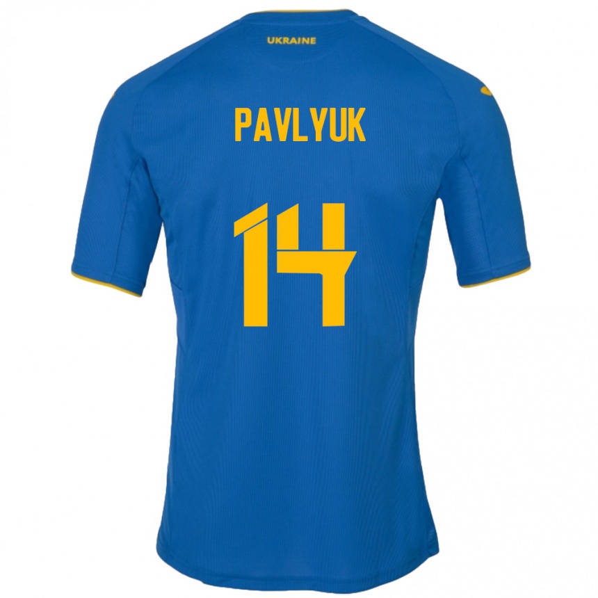 Niño Fútbol Camiseta Ucrania Yevgen Pavlyuk #14 Azul 2ª Equipación 24-26 Perú