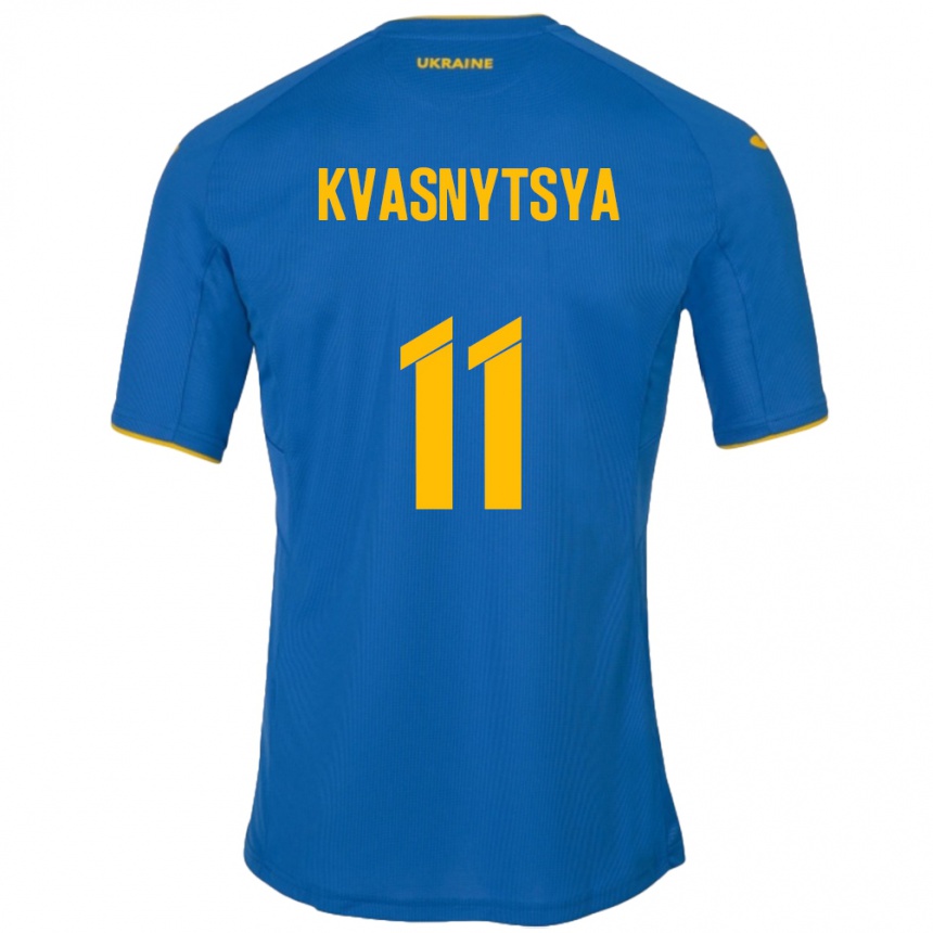 Niño Fútbol Camiseta Ucrania Ilya Kvasnytsya #11 Azul 2ª Equipación 24-26 Perú