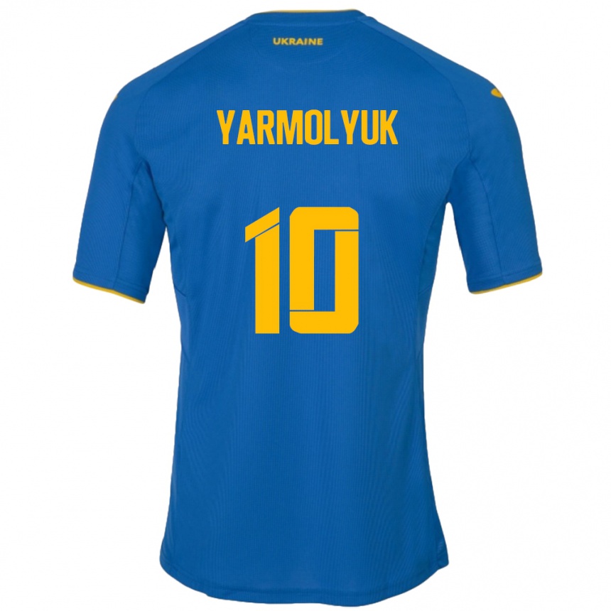 Niño Fútbol Camiseta Ucrania Yegor Yarmolyuk #10 Azul 2ª Equipación 24-26 Perú