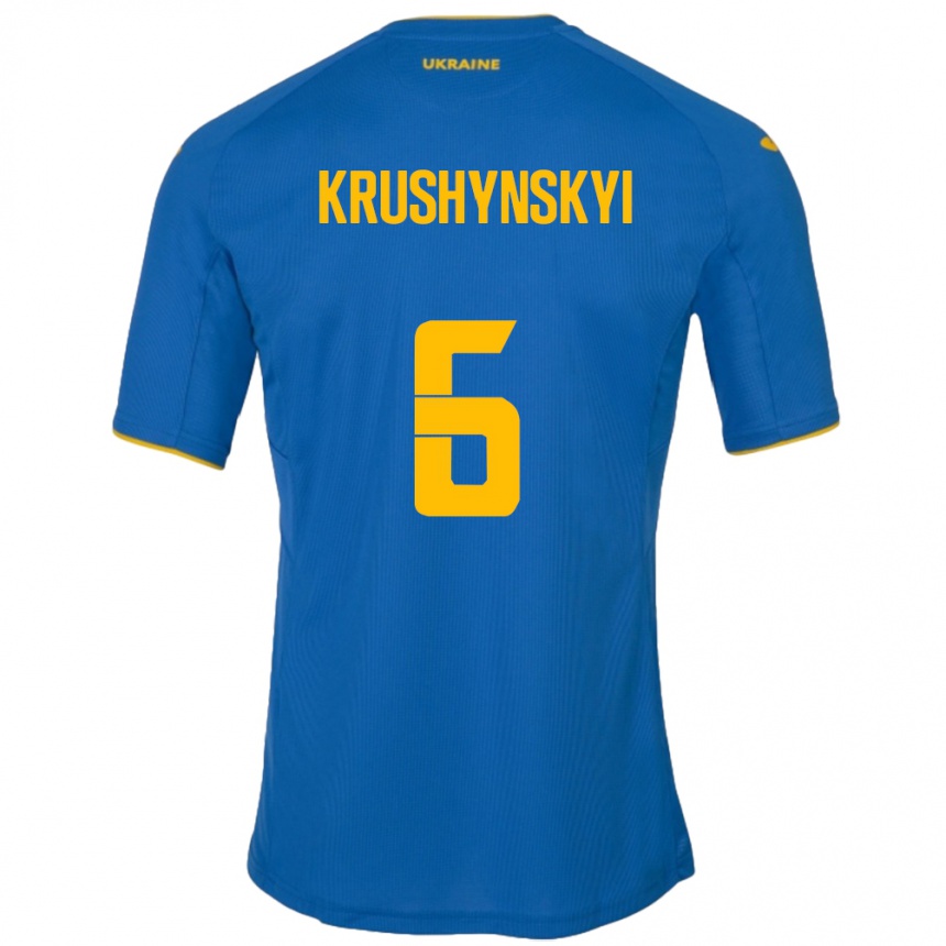 Niño Fútbol Camiseta Ucrania Borys Krushynskyi #6 Azul 2ª Equipación 24-26 Perú