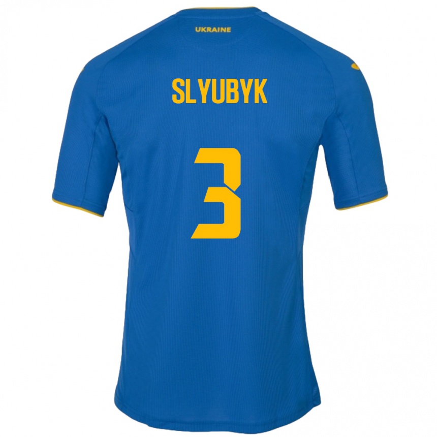 Niño Fútbol Camiseta Ucrania Bogdan Slyubyk #3 Azul 2ª Equipación 24-26 Perú