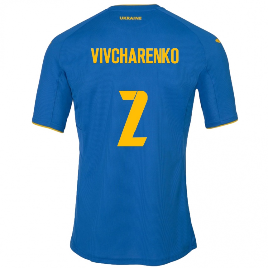 Niño Fútbol Camiseta Ucrania Kostyantyn Vivcharenko #2 Azul 2ª Equipación 24-26 Perú