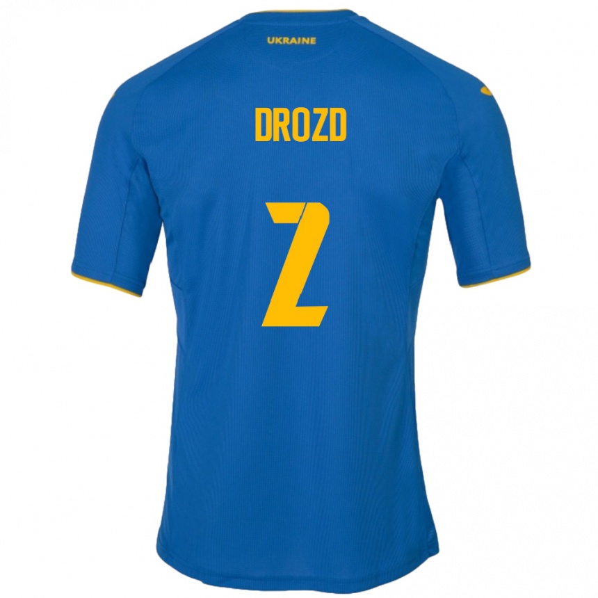 Niño Fútbol Camiseta Ucrania Anton Drozd #2 Azul 2ª Equipación 24-26 Perú