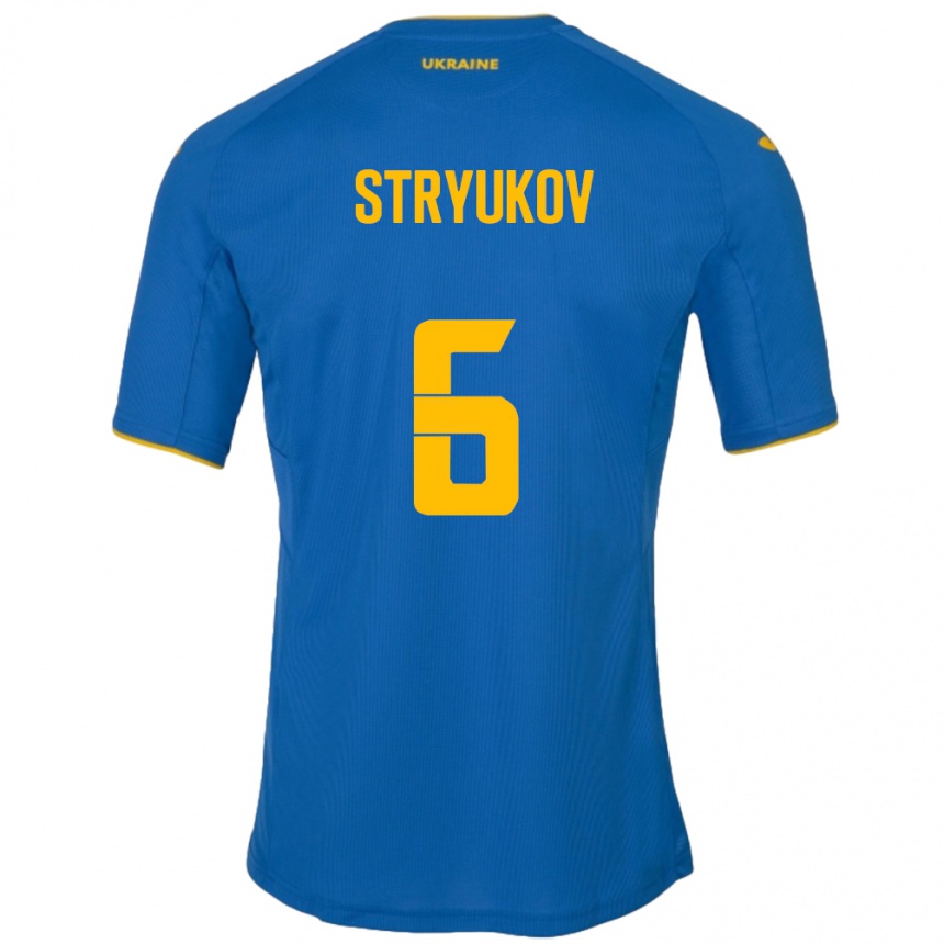 Niño Fútbol Camiseta Ucrania Maksym Stryukov #6 Azul 2ª Equipación 24-26 Perú