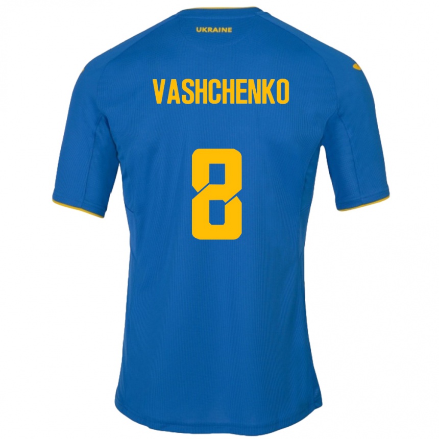 Niño Fútbol Camiseta Ucrania Daniil Vashchenko #8 Azul 2ª Equipación 24-26 Perú