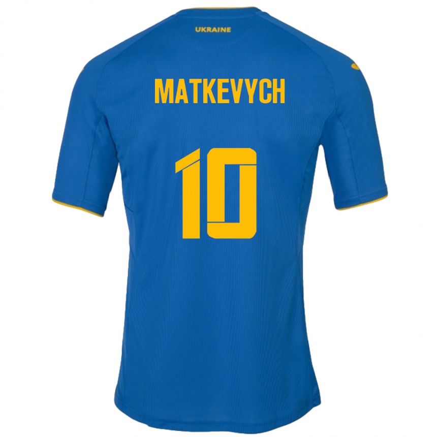 Niño Fútbol Camiseta Ucrania Andriy Matkevych #10 Azul 2ª Equipación 24-26 Perú