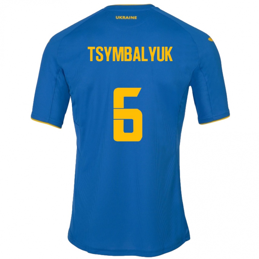 Niño Fútbol Camiseta Ucrania Maksym Tsymbalyuk #6 Azul 2ª Equipación 24-26 Perú