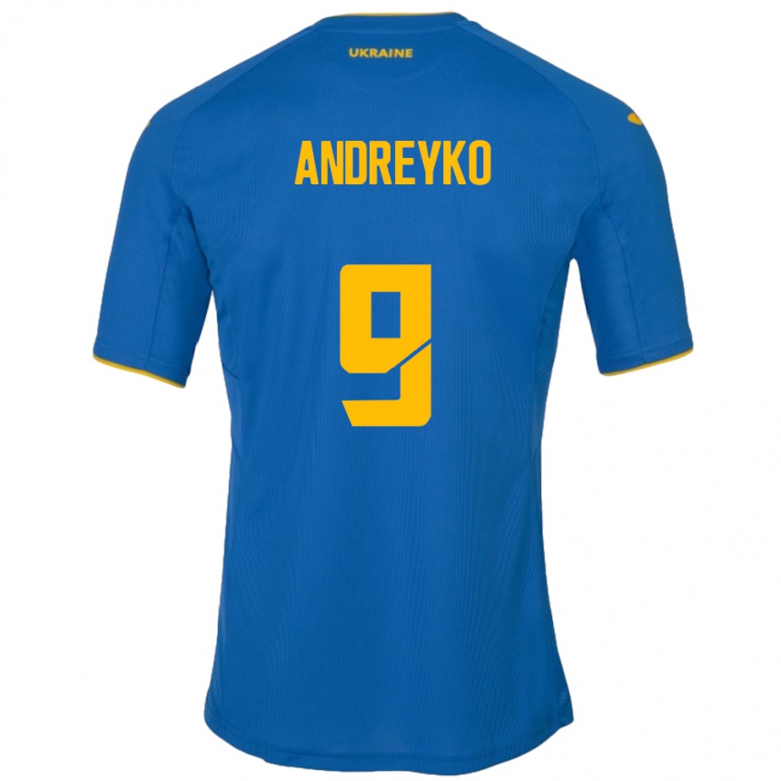 Niño Fútbol Camiseta Ucrania Ivan Andreyko #9 Azul 2ª Equipación 24-26 Perú