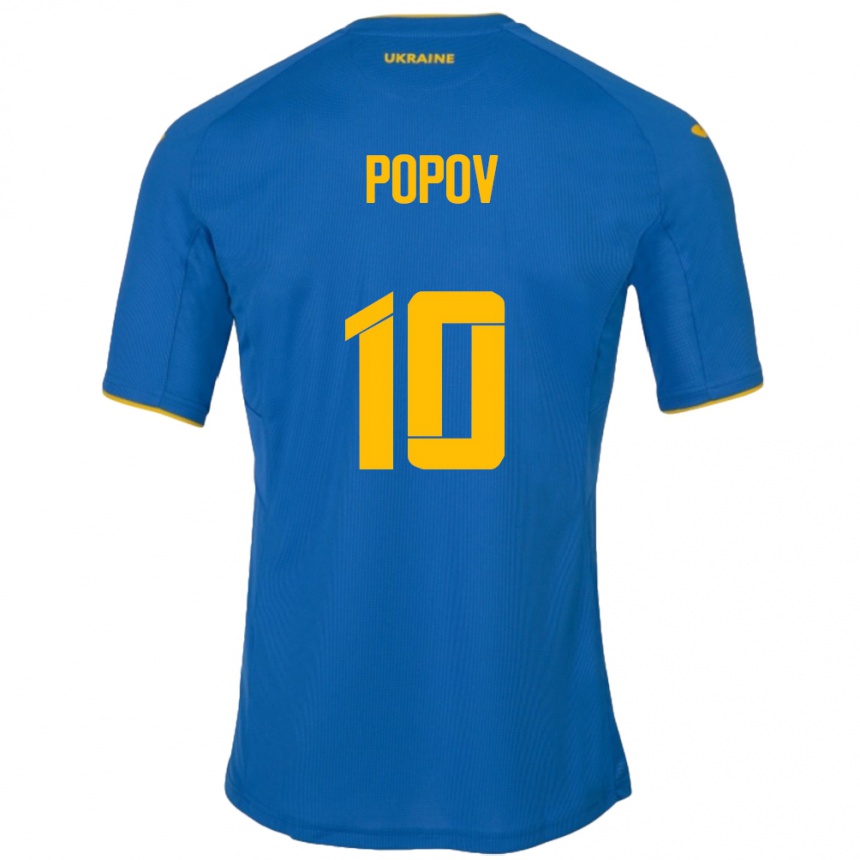 Niño Fútbol Camiseta Ucrania Bogdan Popov #10 Azul 2ª Equipación 24-26 Perú