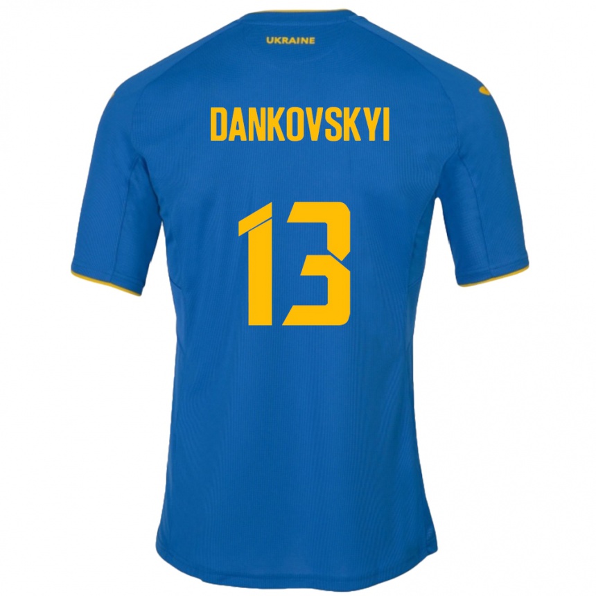 Niño Fútbol Camiseta Ucrania Yegor Dankovskyi #13 Azul 2ª Equipación 24-26 Perú