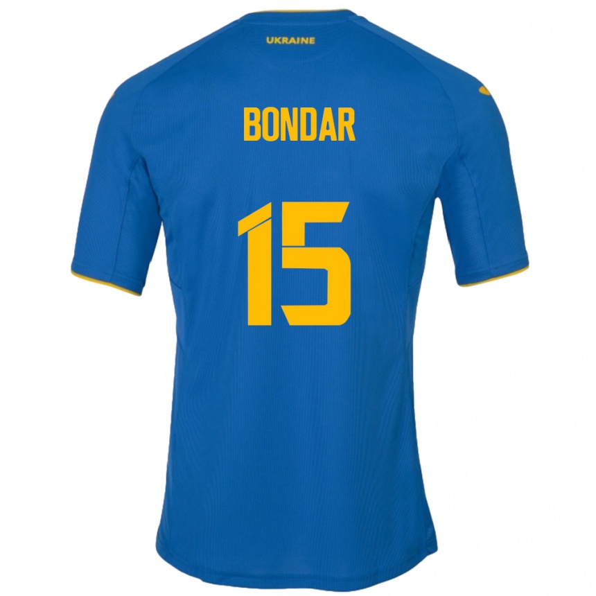 Niño Fútbol Camiseta Ucrania Nazar Bondar #15 Azul 2ª Equipación 24-26 Perú